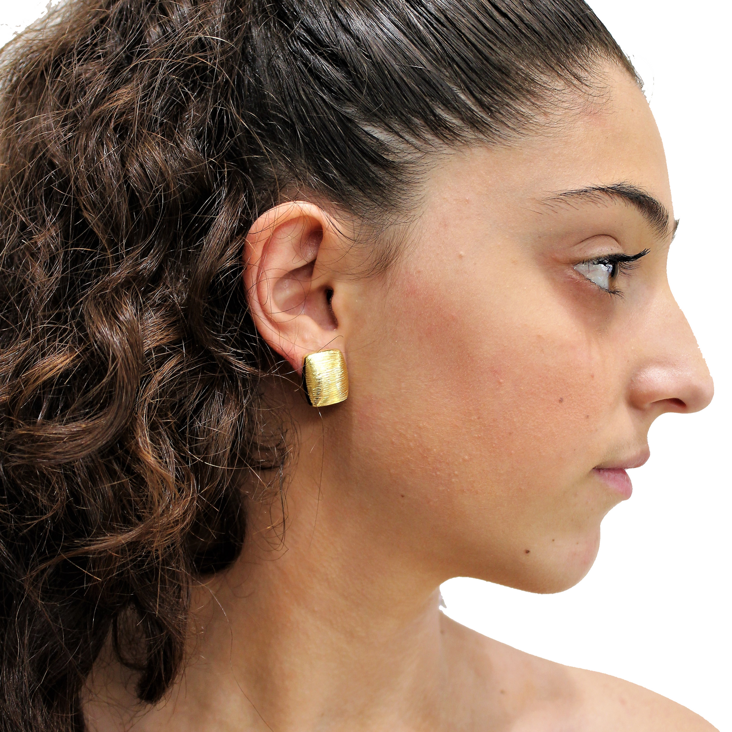 ORECCHINI BOTTONE RETTANGOLO ORO 18 CARATI