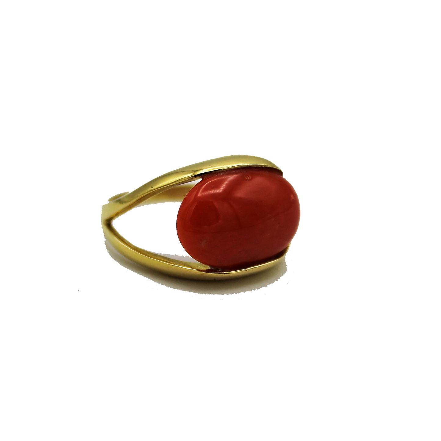 ANELLO ORO 18 CARATI E CORALLO OVALE