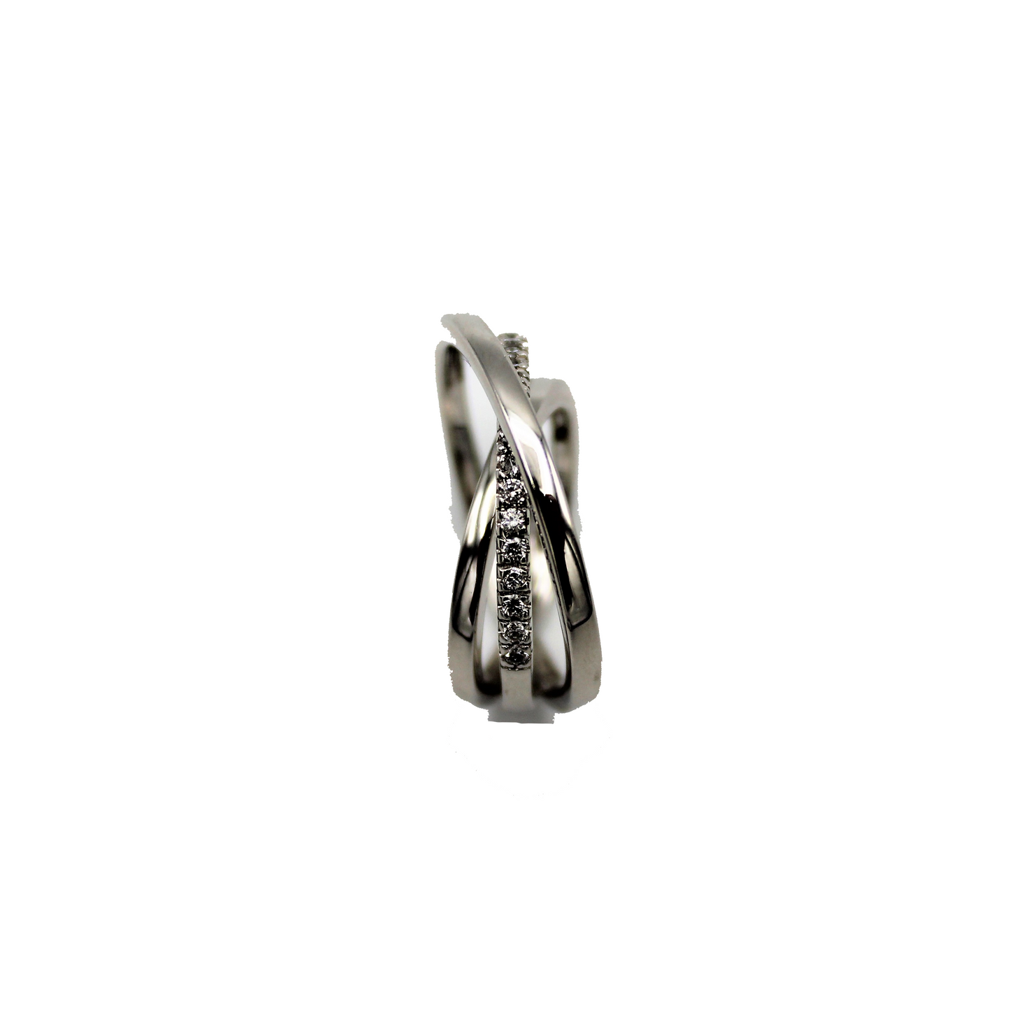 ANELLO INCROCIO ORO BIANCO 18 CARATI E DIAMANTI