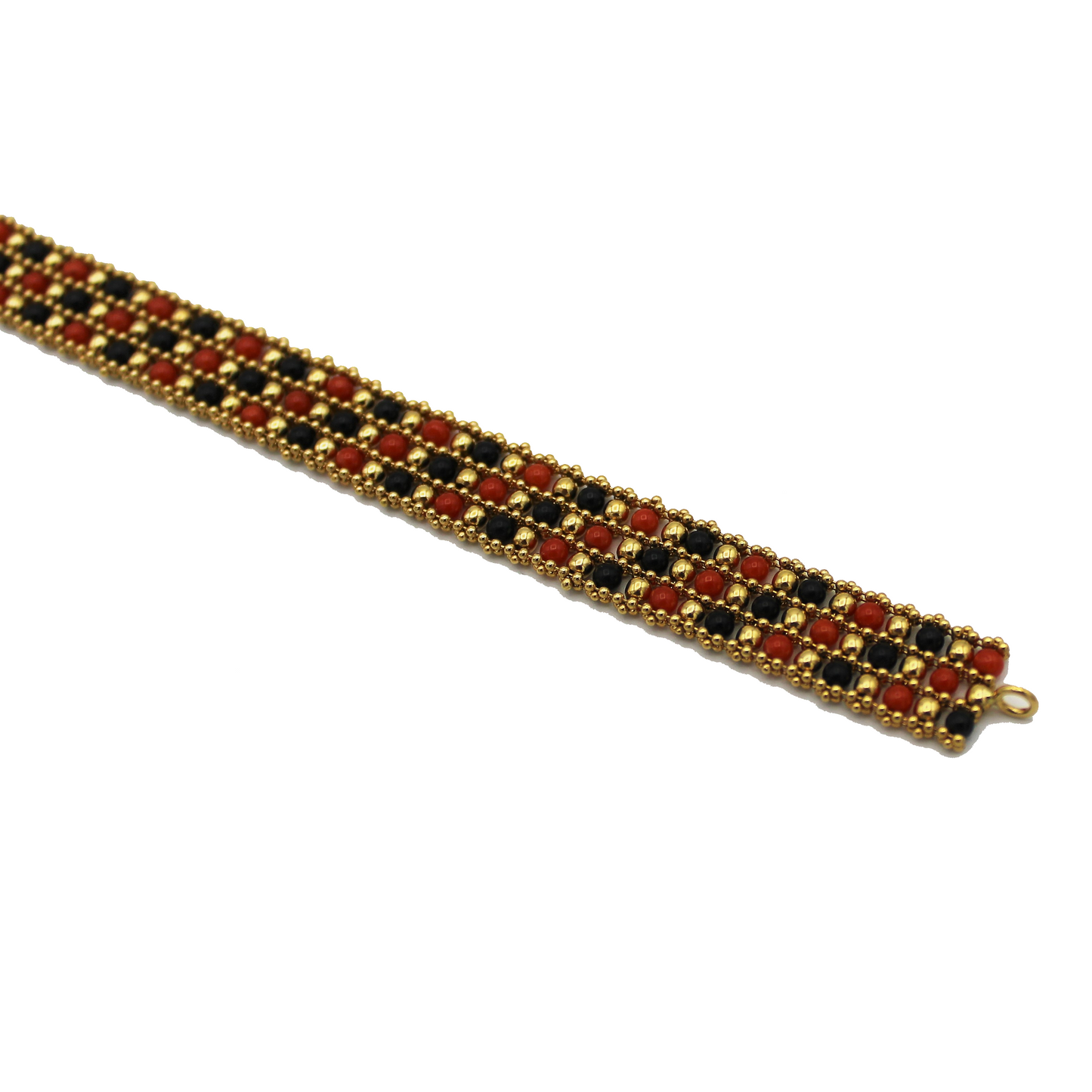 BRACCIALE ORO 18 CARATI CORALLO E AGATA NERA