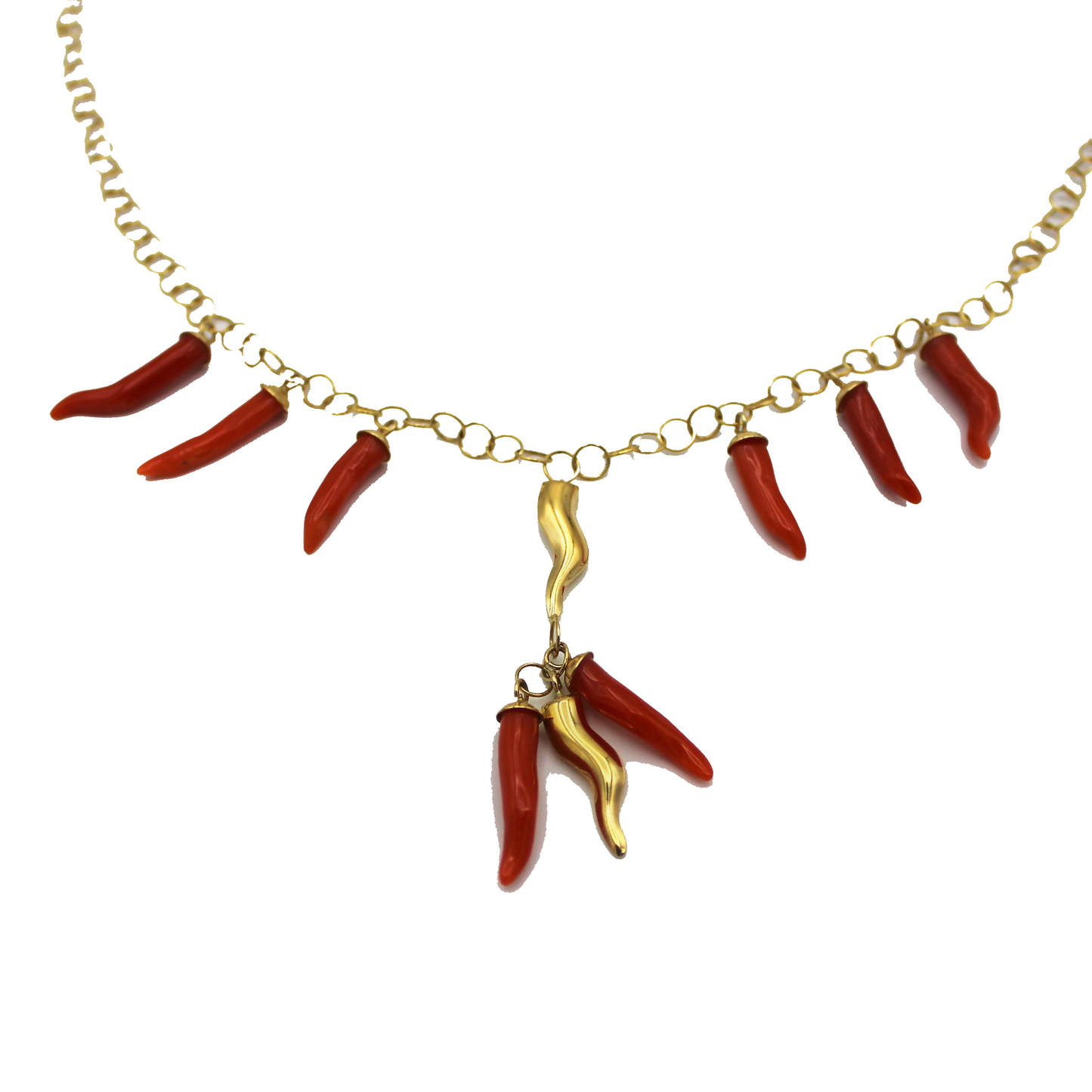 COLLANA CORNI ORO 18 CARATI E CORALLO